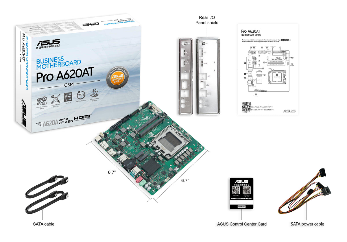 ASUS PRO A620AT-CSM – Mainboard – Sockel AM5, AMD A620, mini ITX, 2×SO-DIMM, DDR5, bis 128 GB
