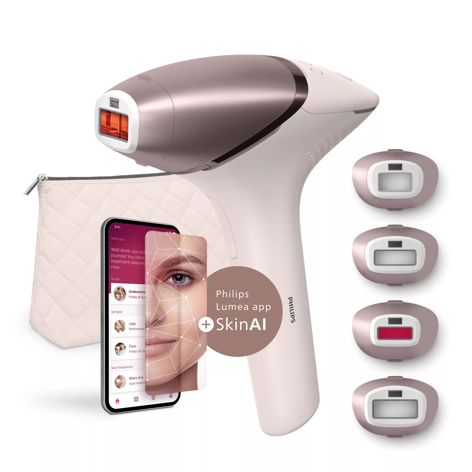 Philips IPL-Haarentferner Lumea Prestige BRI977/00 – Akku, für Körper & Gesicht – Roségoldfarben