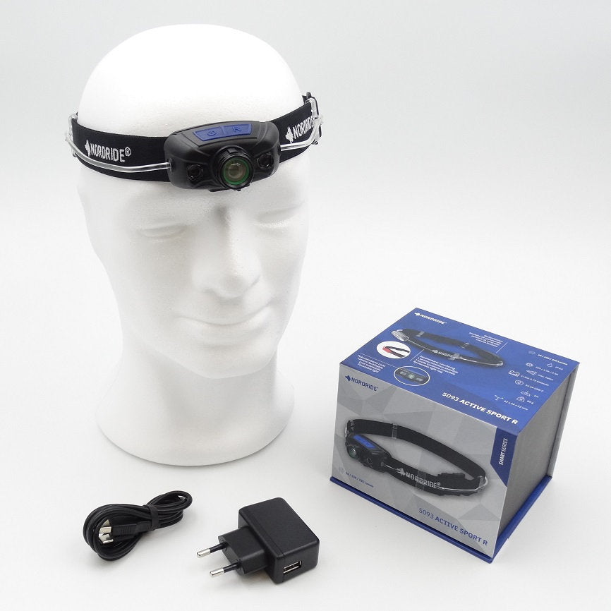 NORDRIDE Stirnlampe Active Sport R – 330 lm, 160 m, IP65, Laufzeit 22 h – Schwarz