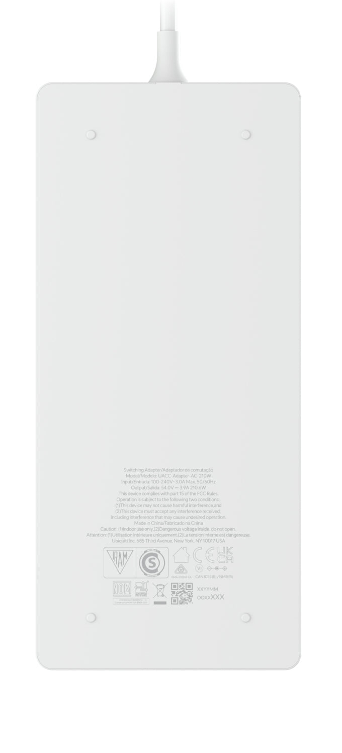 Ubiquiti Netzteil 210 W – 54 V DC, IEC C14 – für USW‑Ultra‑210W, USW‑Pro‑Max‑16‑PoE u. a. – weiss