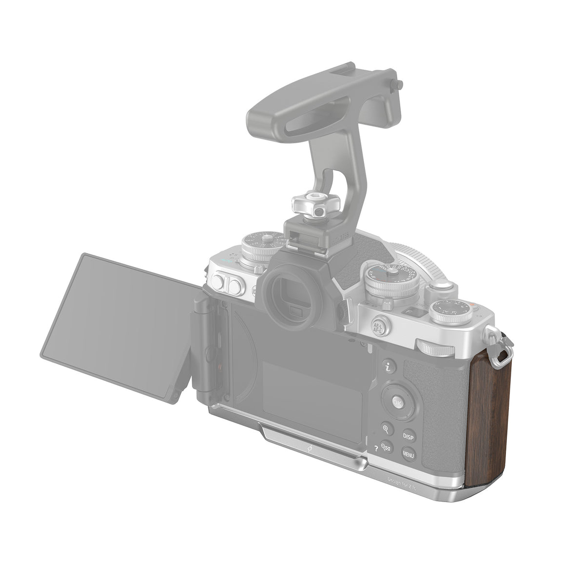 SmallRig 4803 Holz L-Form Griff Handgriff – Aluminium/Holz, 141 × 49 × 64 mm – für Nikon Z fc – Silber