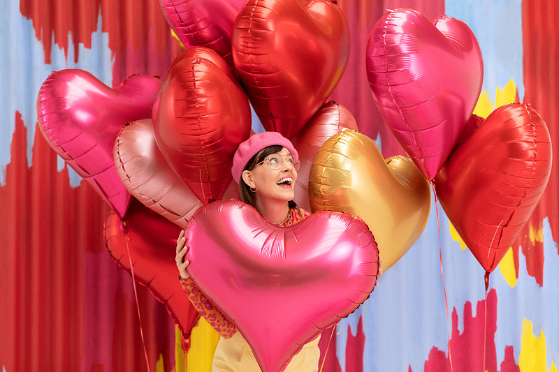 PartyDeco Folienballon Herz – rosa – 61 × 53 cm – 1 Stk