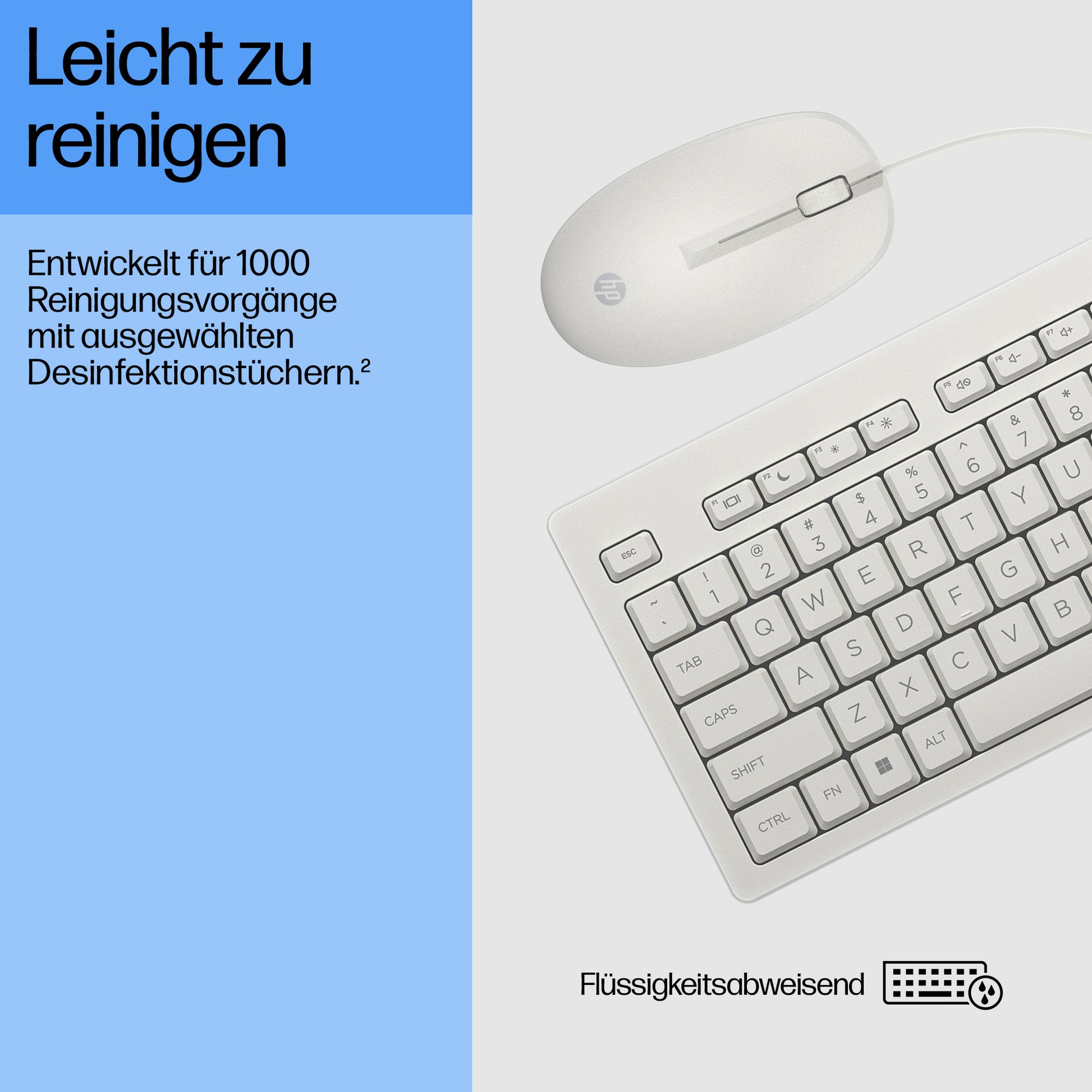 HP 225 G2 – Tastatur, kabelgebunden (USB-A), CH-Layout (DE-CH), Weiss