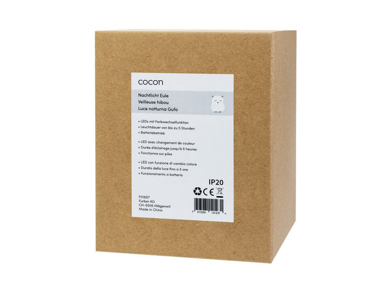 COCON Nachtlicht Eule – Mehrfarbig, Akku – Weiss