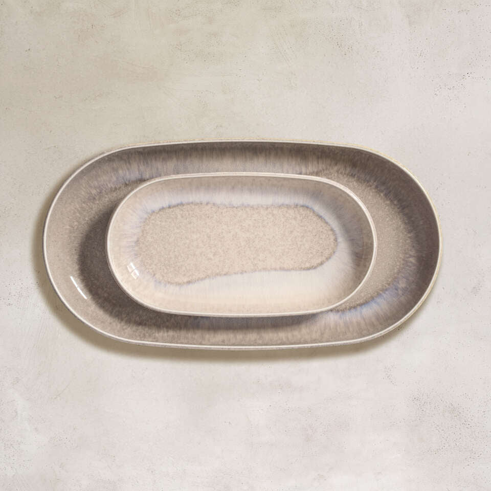 Villeroy & Boch Servierteller Perlemor Sand – 12,4 × 23 × 3,1 cm, Porzellan, Sand, spülmaschinenfest
