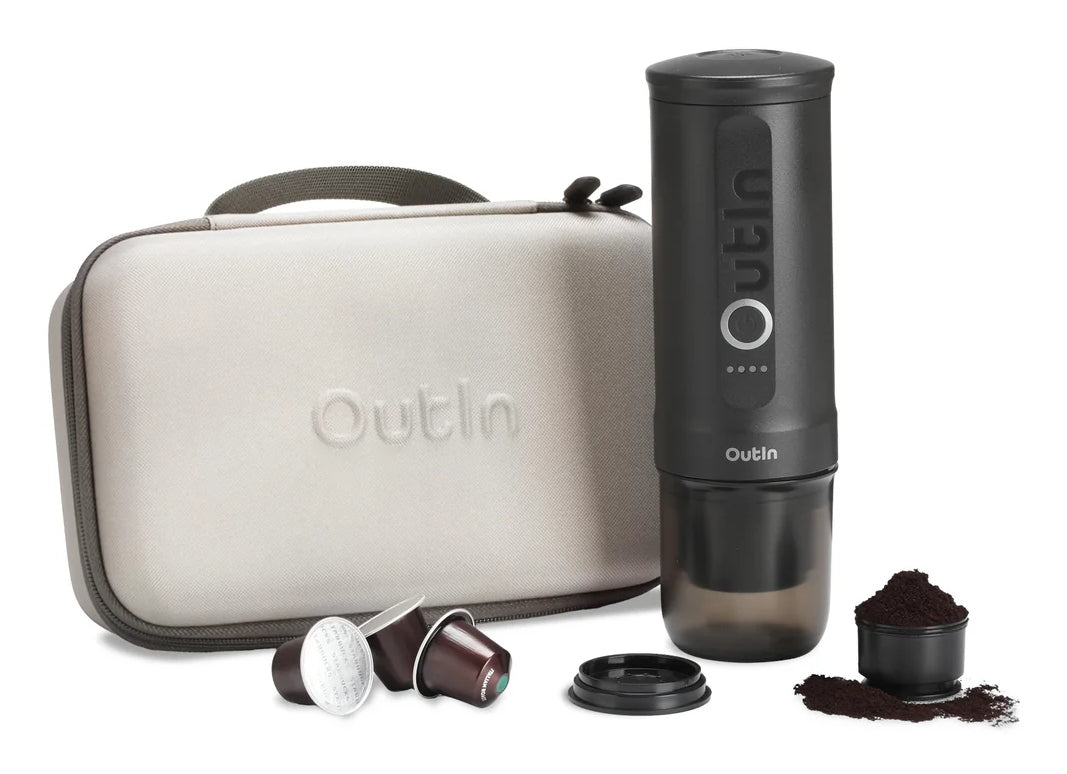 Outin OTEM-01-SG-Bag Kapselmaschine – 0,1 l, Grau, 29 × 17,5 × 9,7 cm
