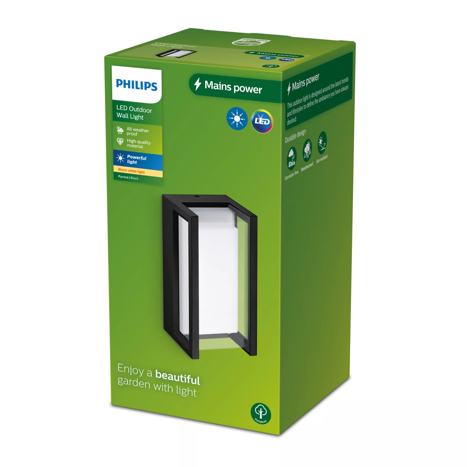 Philips by Signify Philips Aussenwandleuchte – 1500 lm, 12 W, Warmweiss, 2700 K, IP44, Netzbetrieb, Schwarz, Aluminium