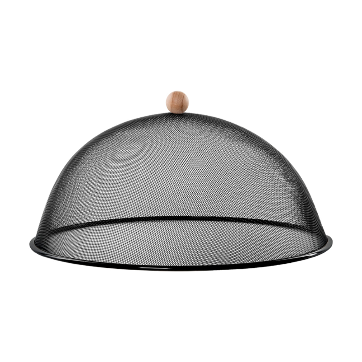 Esschert Design Lebensmittelabdeckung, Ø 43 × 21,9 cm, Edelstahl/Buchenholz, Schwarz