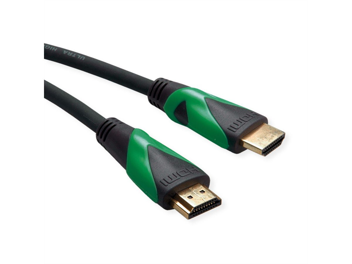 ROLINE GREEN HDMI Kabel HDMI 2.1 8K 60 Hz – 3 m – HDR, ARC – Schwarz/Grün