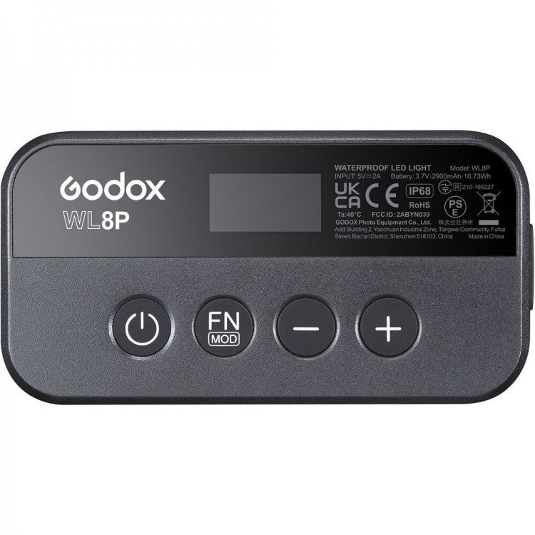 Godox WL8P LED-Leuchte – 3370 Lux, 2700–8500 K, dimmbar, IP68 – Schwarz