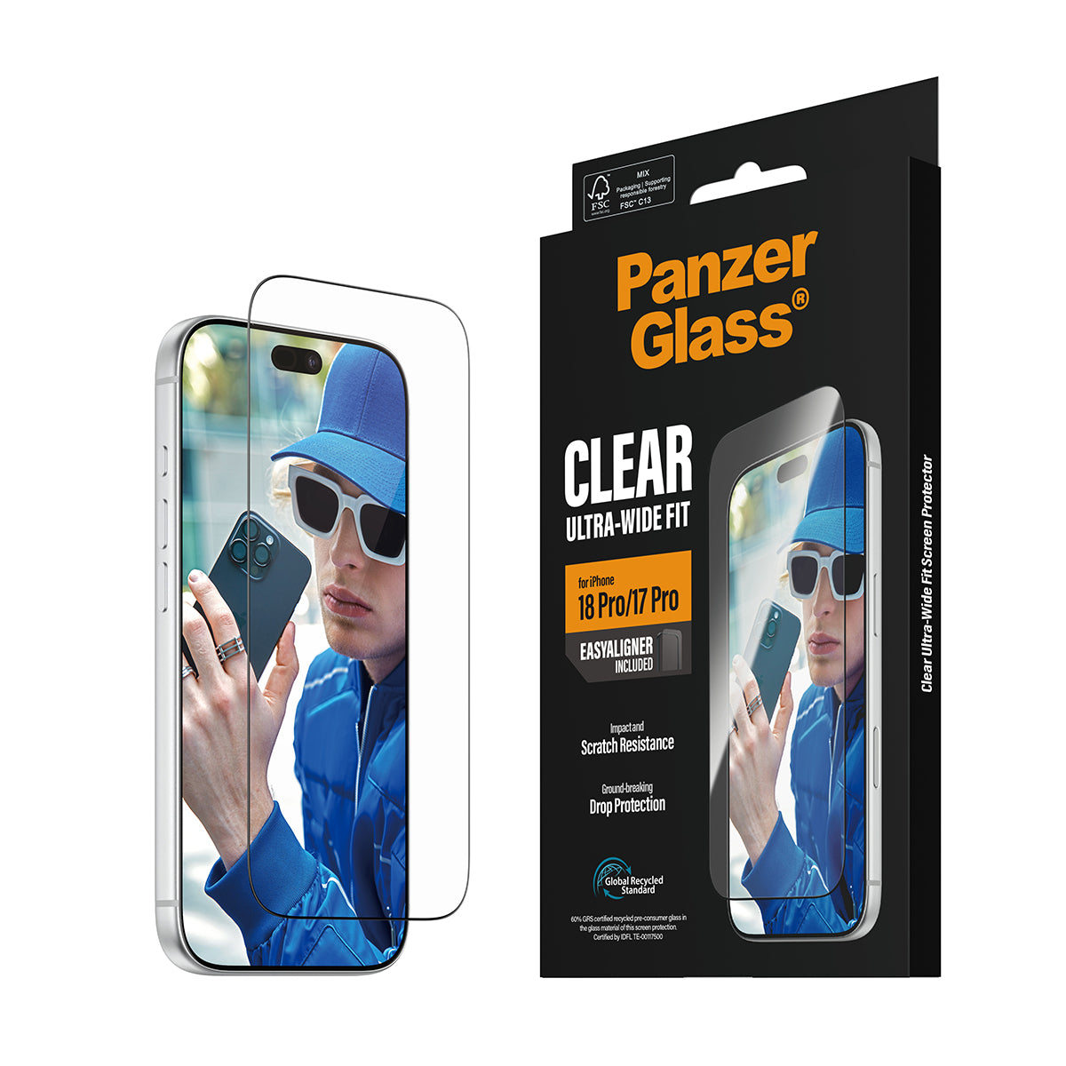 PanzerGlass Displayschutz (Folie), Ultra-Wide Fit – für iPhone 18 Pro/17 Pro – mit Applikator
