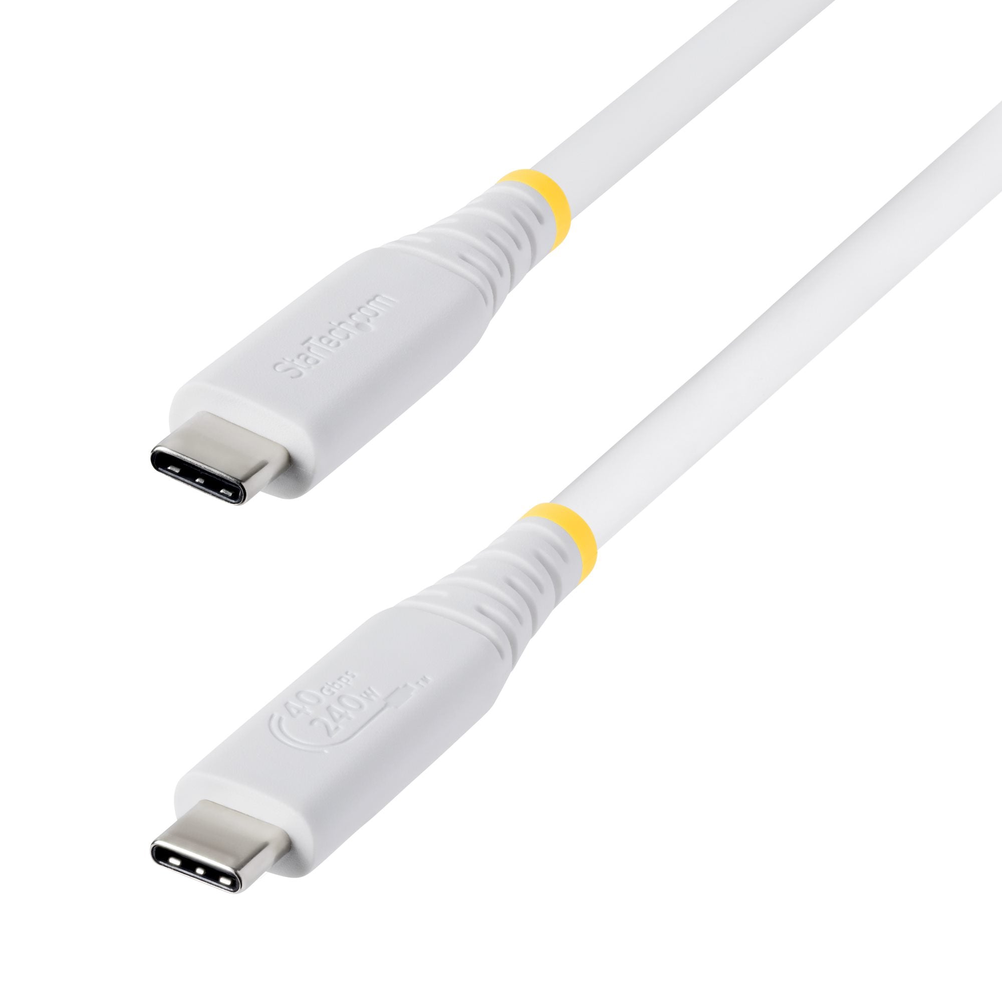 StarTech.com USB-C auf USB-C Kabel – USB4 40 Gbit/s – 1 m – PD 240 W – DP 2.1 – TPE-Mantel – Weiss
