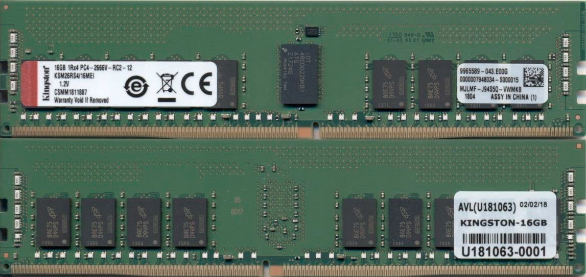 Kingston Technology Kingston – DDR4 ECC RDIMM – 16 GB 2666 MHz, für Acer Veriton P330 F4, AIC Virgo, ASRock EP2C621D16FM und andere
