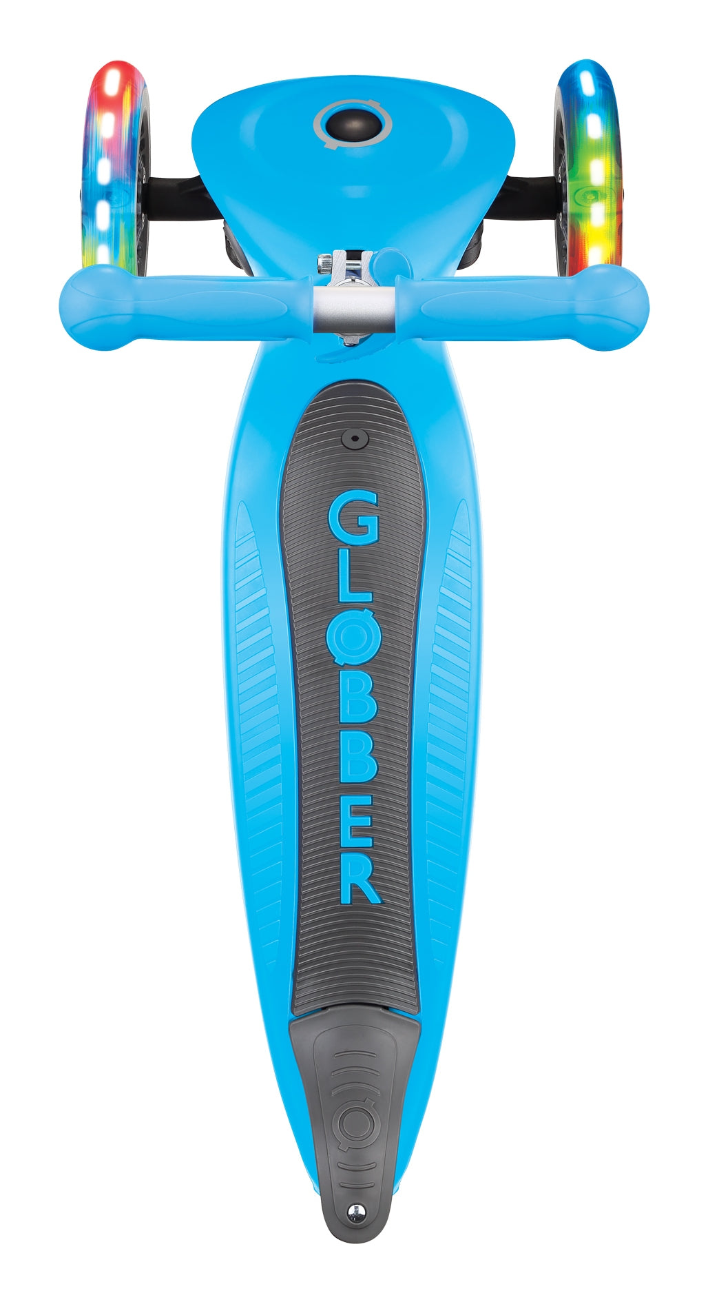 Globber GO UP Foldable Plus Lights Dreiradroller – faltbar, höhenverstellbar – hellblau – ab 1,2 J. – 50 kg