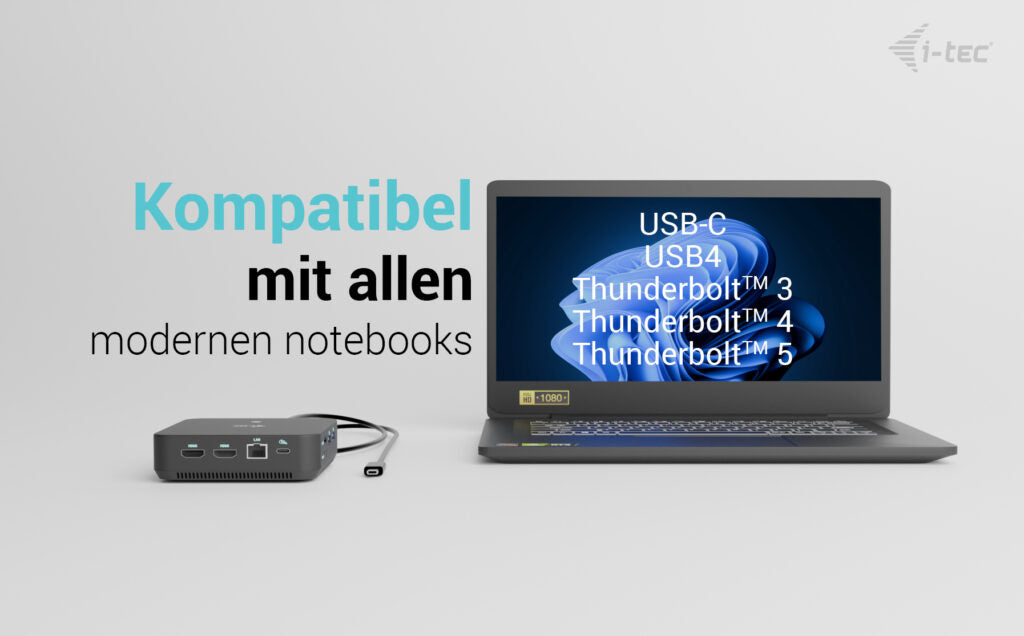 i-tec Dockingstation – USB-C, 1× DP, 2× HDMI, 5× USB-A, 100 W PD, GbE, für Windows/Mac/ChromeOS