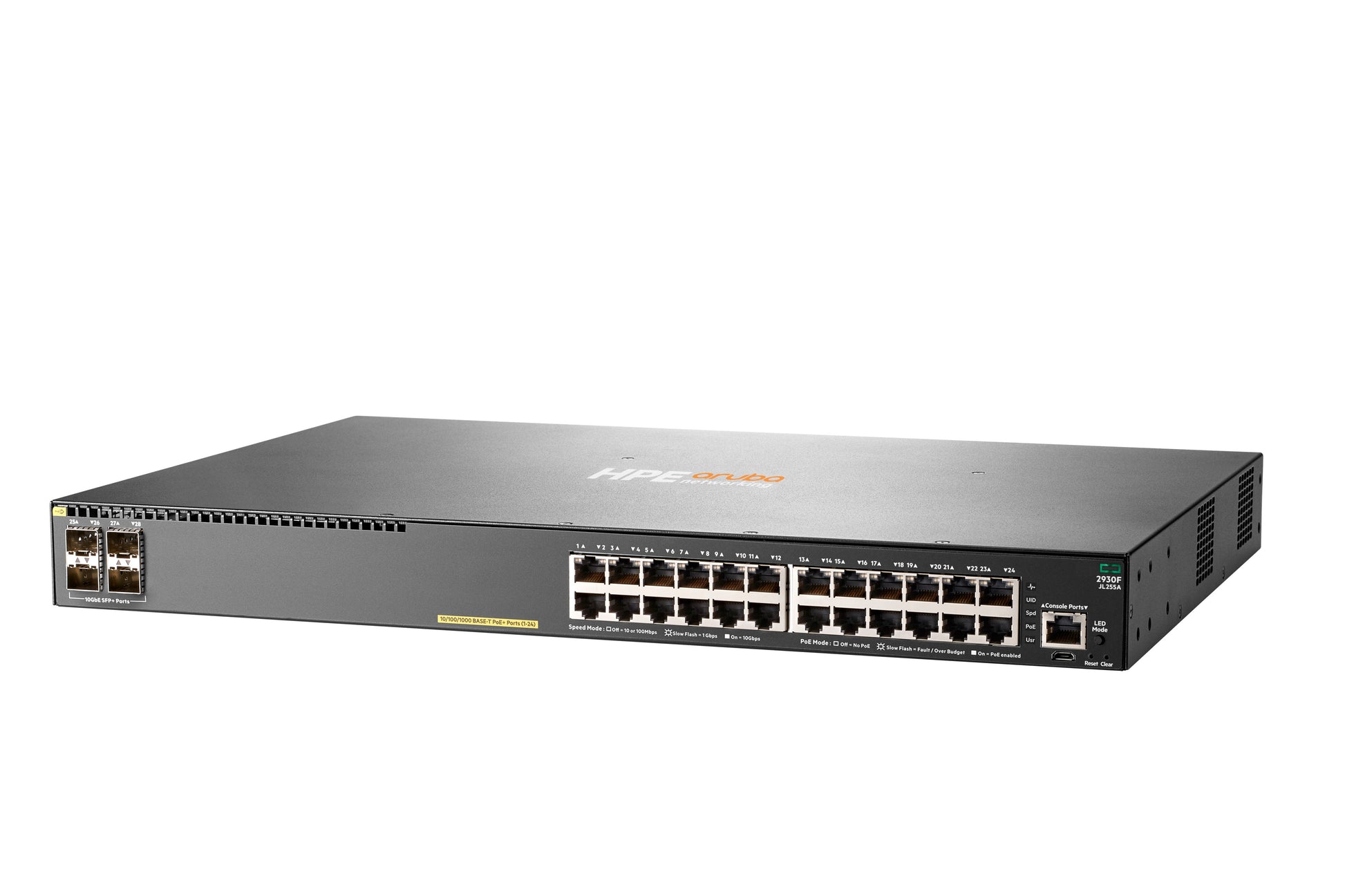 HPE 2930F-24G – Managed Switch – 24×GbE, 4×SFP+, L3, PoE+ 370 W, 1U