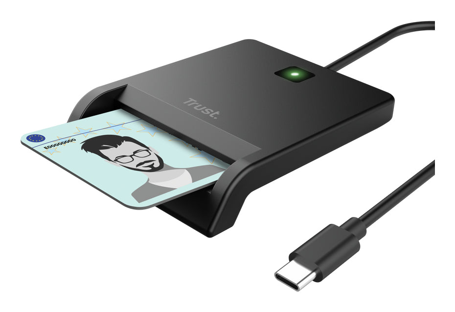 Trust Primo – Smartcard-Leser – USB Typ-A, USB Typ-C, Schwarz