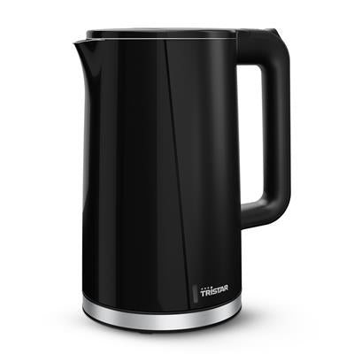 Tristar Wasserkocher Cool Touch WK-3407 – 1,7 l, Edelstahl, Kunststoff, 2200 W, Schwarz, 360°-Sockel