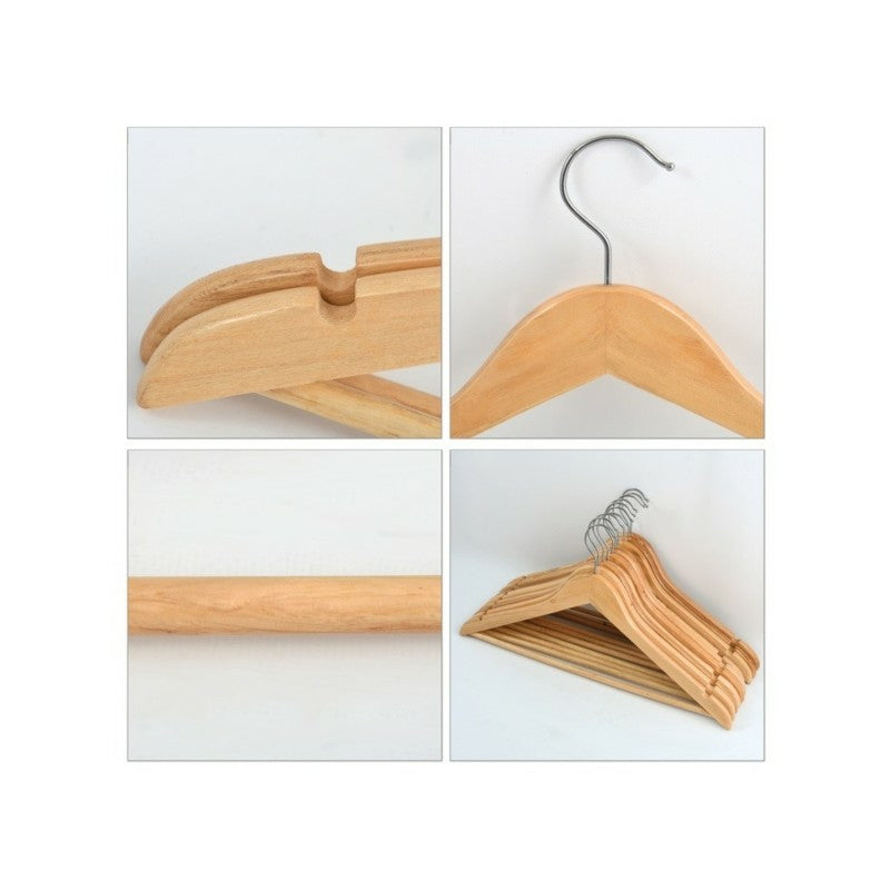 MSV Kleiderbügel 440 mm – Holz – Beige – 10 Stück