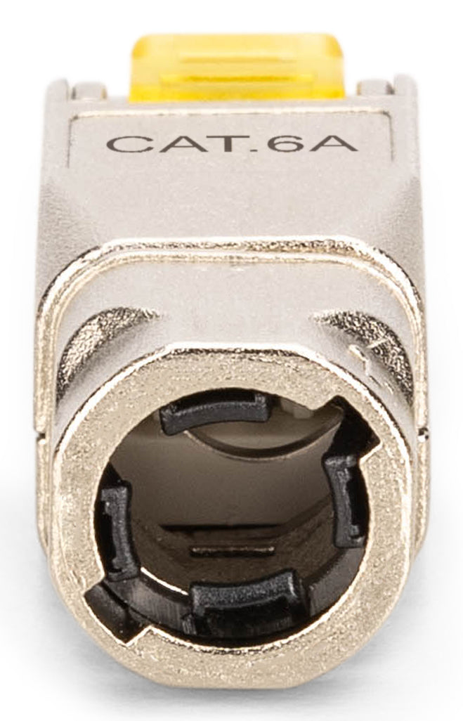 Digitus DN-93638 RJ-45-Stecker – Cat6a, geschirmt, gerade, Nickel/Gold-Kontakte, Silber/Gelb, PoE++ (4PPoE), 1