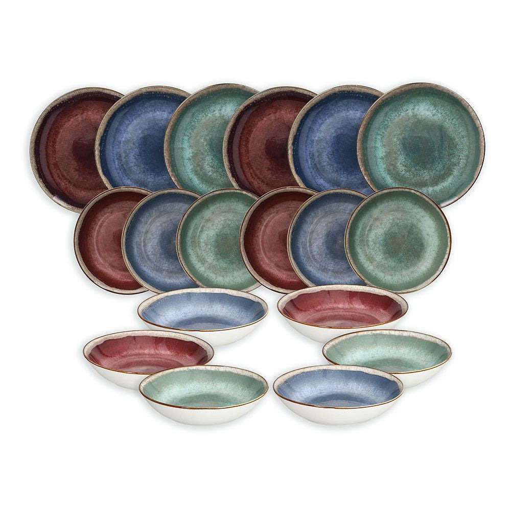 Tognana Porcellane Geschirrset Moon – 18-teiliges Set, Ø 27/20/19 cm, Porzellan, spülmaschinenfest