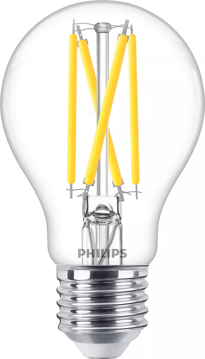 Philips by Signify Philips LED-Leuchtmittel E27 A60 – Warmweiss 2200–2700 K, 806 lm, 5,9 W, dimmbar – Transparent – 1 Stk.