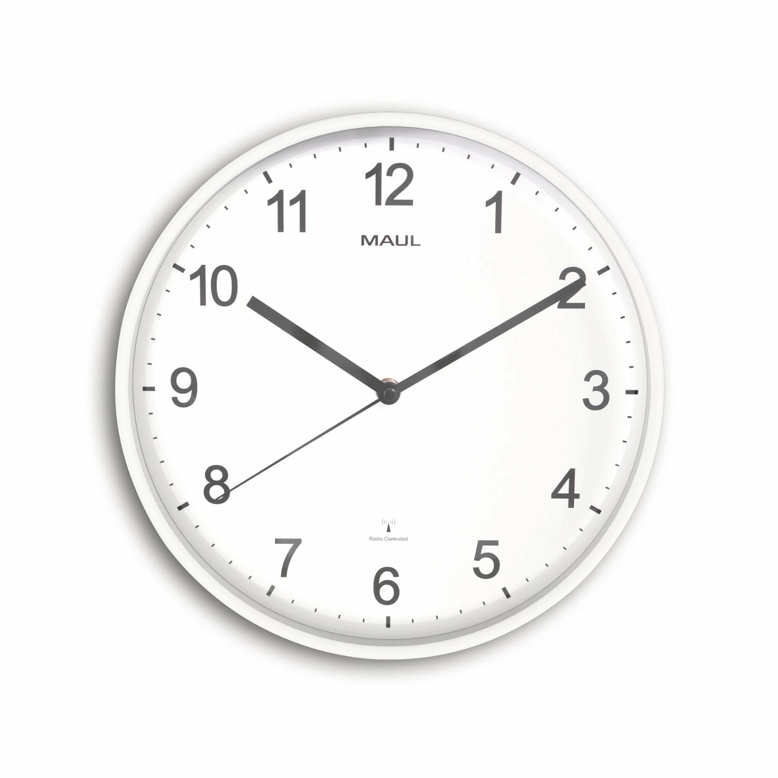 MAUL Wanduhr – Funk, analog, Ø 30 cm, weiss, Kunststoff/Glas