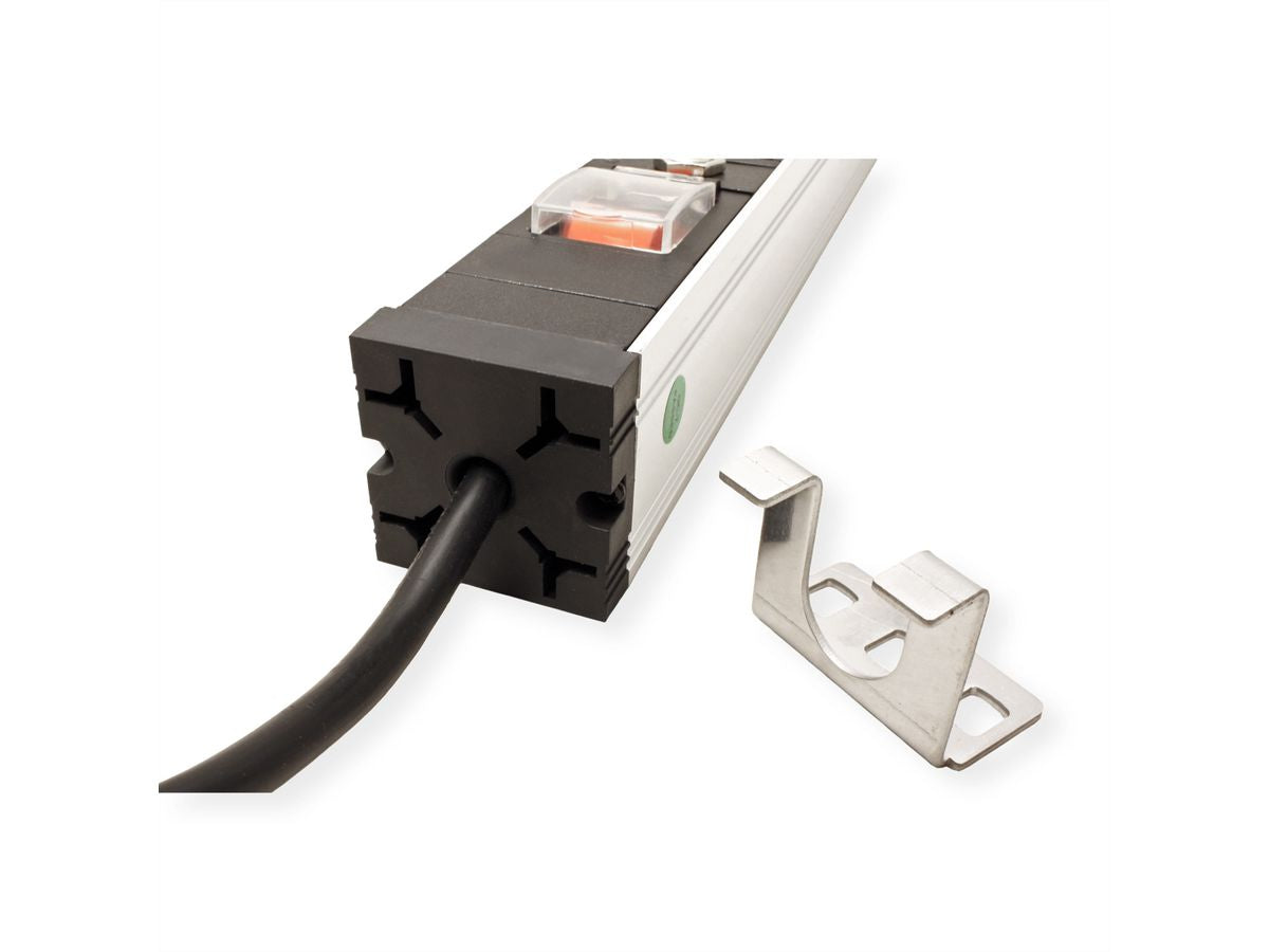 VALUE 19" Steckdosenleiste, 7× Schuko (Typ F), mit Schalter, 1U, 3 m, Stecker CEE 7/7