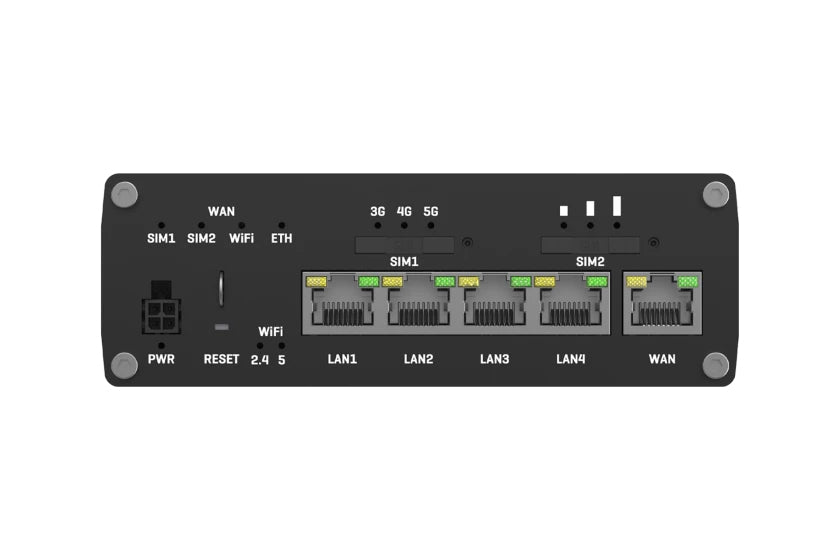 Teltonika Networks RUTM50 – 5G Router, Wi‑Fi 5, Dual‑Band (2,4/5 GHz), 867 Mbit/s, 5× GbE, Dual‑SIM, Schwarz