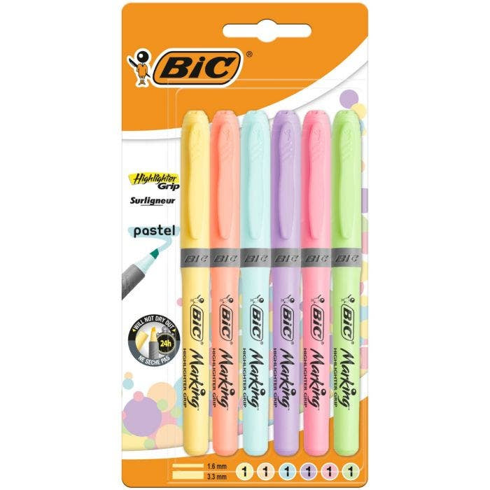 BIC Textmarker Set 6 Farben – Keilspitze