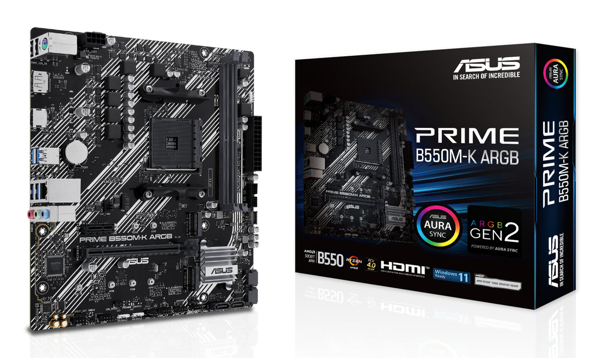 ASUS PRIME B550M-K Micro – AMD B550, Sockel AM4, bis 64 GB DDR4, 2× M.2