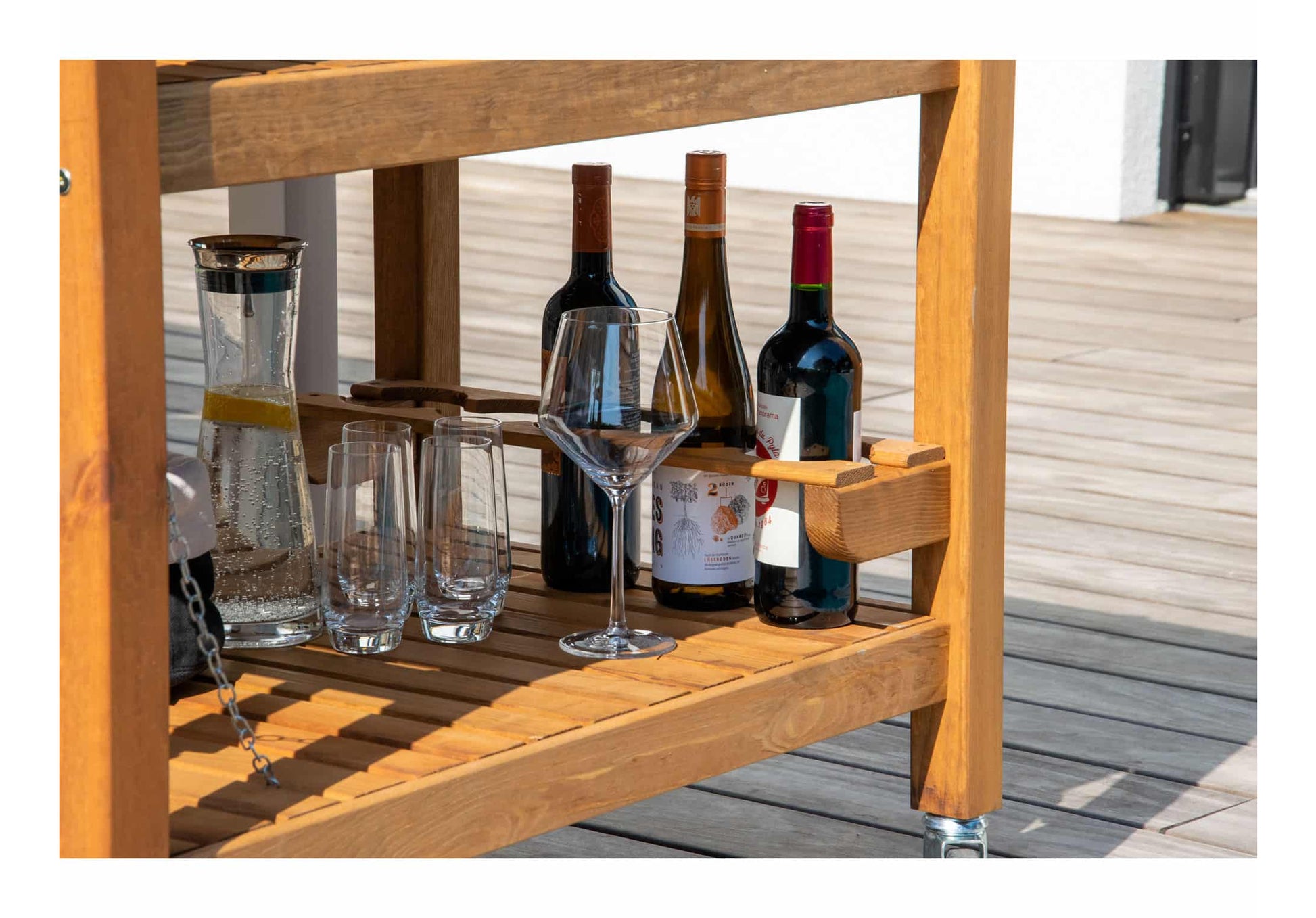 Dobar Beistellwagen 1-teilig – Braun – Pinienwald – Tisch 94 × 58 × 90 cm – für draussen