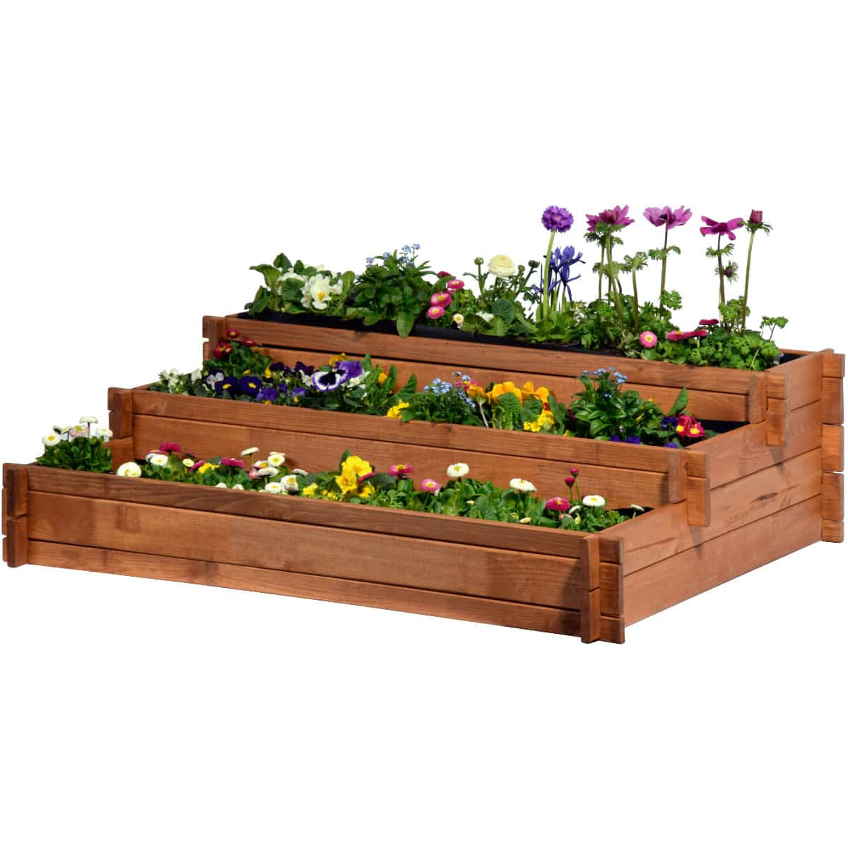 Dobar Pflanzbeet – 110 × 88 × 36 cm – Kiefernholz & Kunststoff, Braun