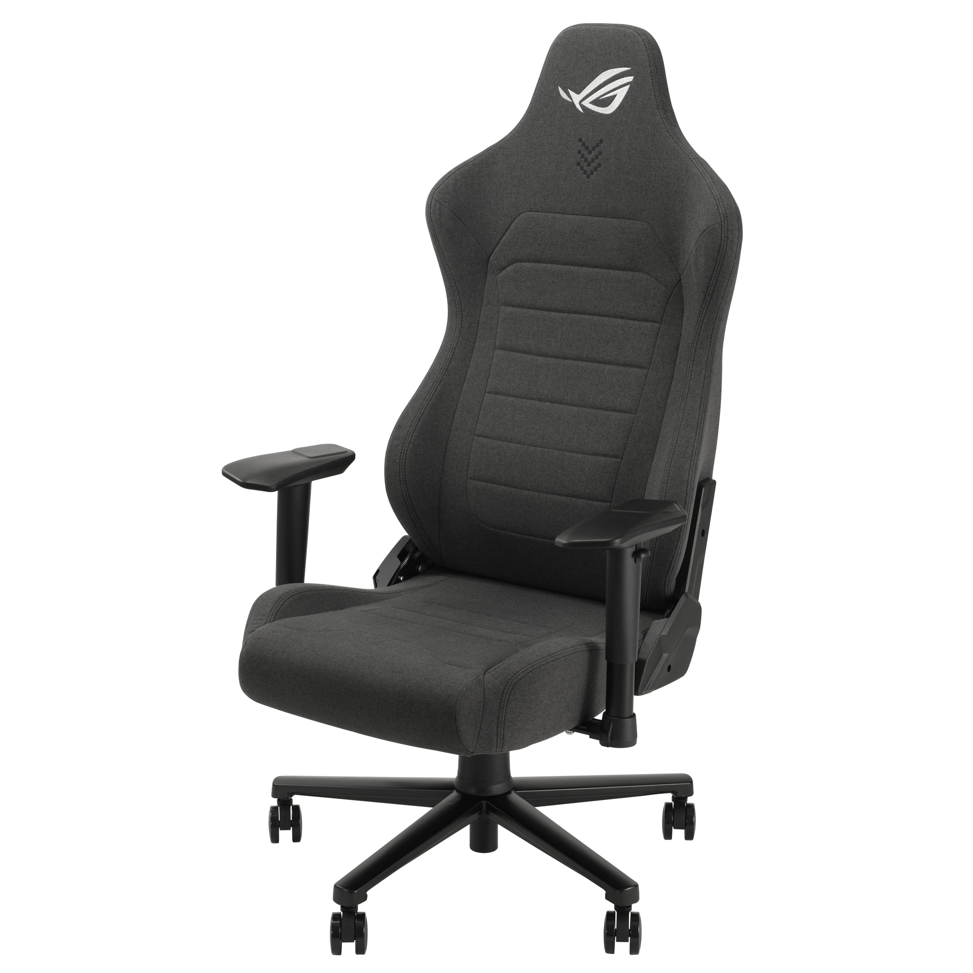 ASUS SL201C ROG Aethon Gaming-Stuhl – Stoff – Grau, 2D-Armlehnen, mit Kopfstütze, Lendenkissen, bis 136 kg