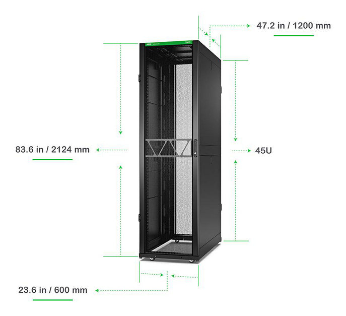 APC NetShelter SX – 19" Netzwerkschrank 45U, abschliessbar, 600 × 1200 × 2124 mm, schwarz