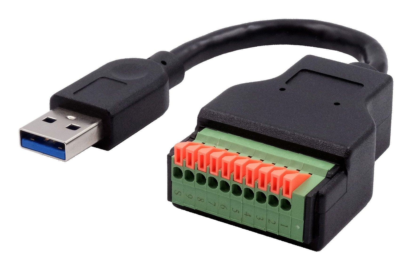 EXSYS EX-49127 Adapter USB-A zu 10-Pin Terminalblock – USB 3.2 Gen 1 (5 Gbit/s), 0,15 m, Schwarz