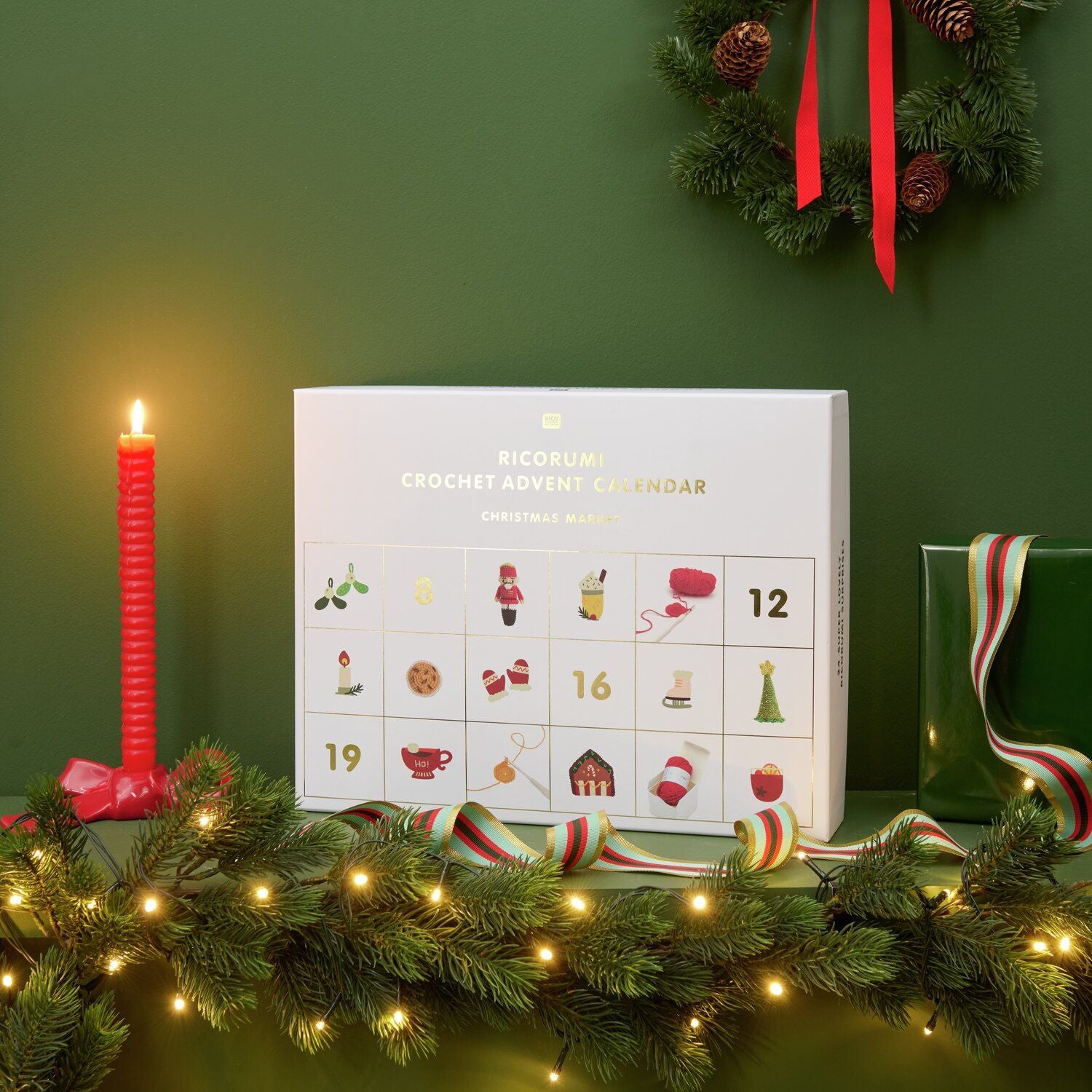 Rico Design Ricorumi Adventskalender 990476 Häkelset Mehrfarbig – Box 36 cm×29 cm×7 cm