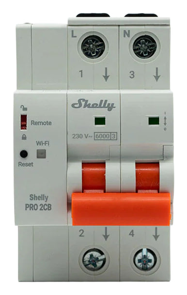 Shelly 2CB C25 – Zubehör – Leistungsschutzschalter, 25 A, C-Charakteristik – für einphasige Stromkreise