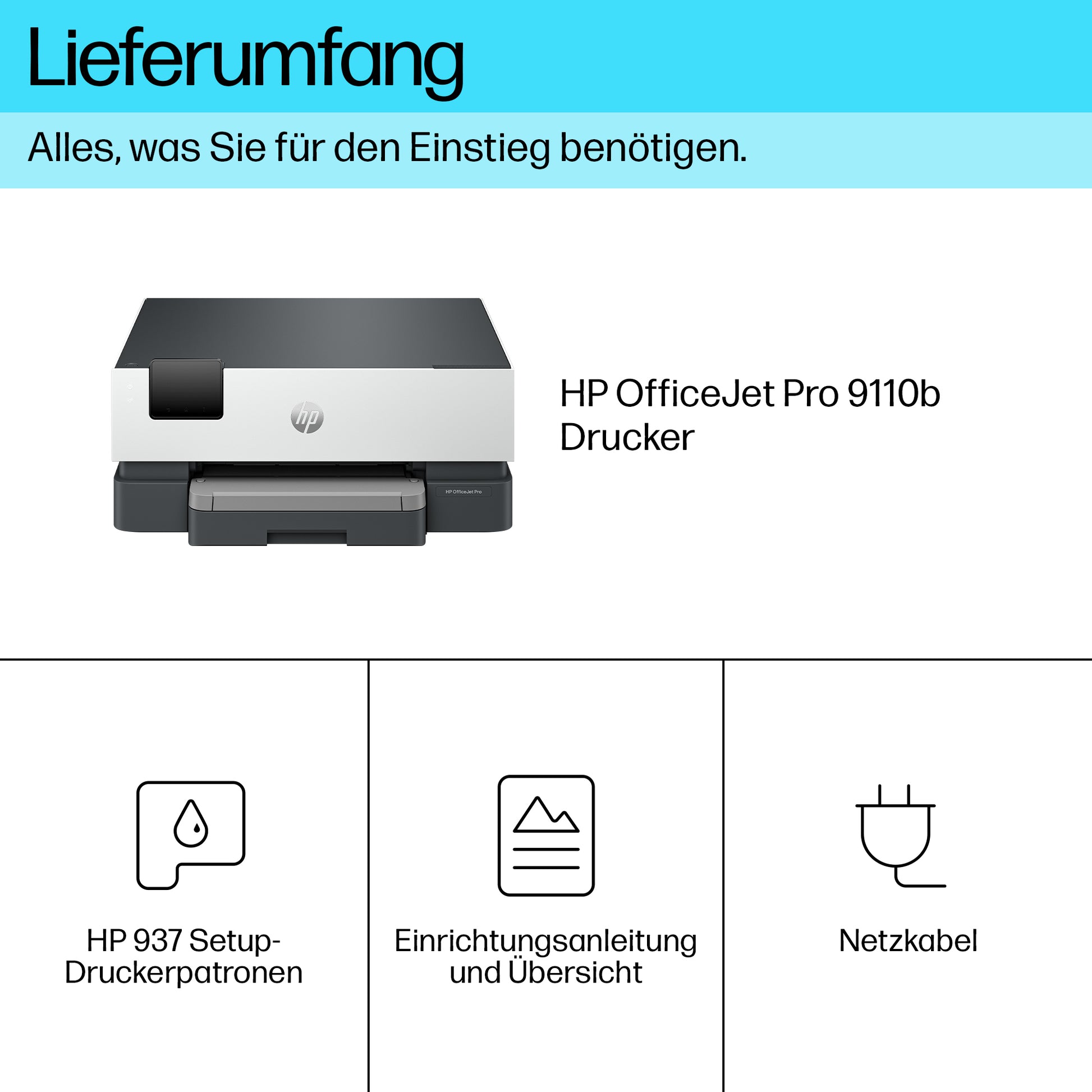 HP OfficeJet Pro 9110b – Farbdrucker, A4, Duplex, USB 2.0, LAN, WLAN