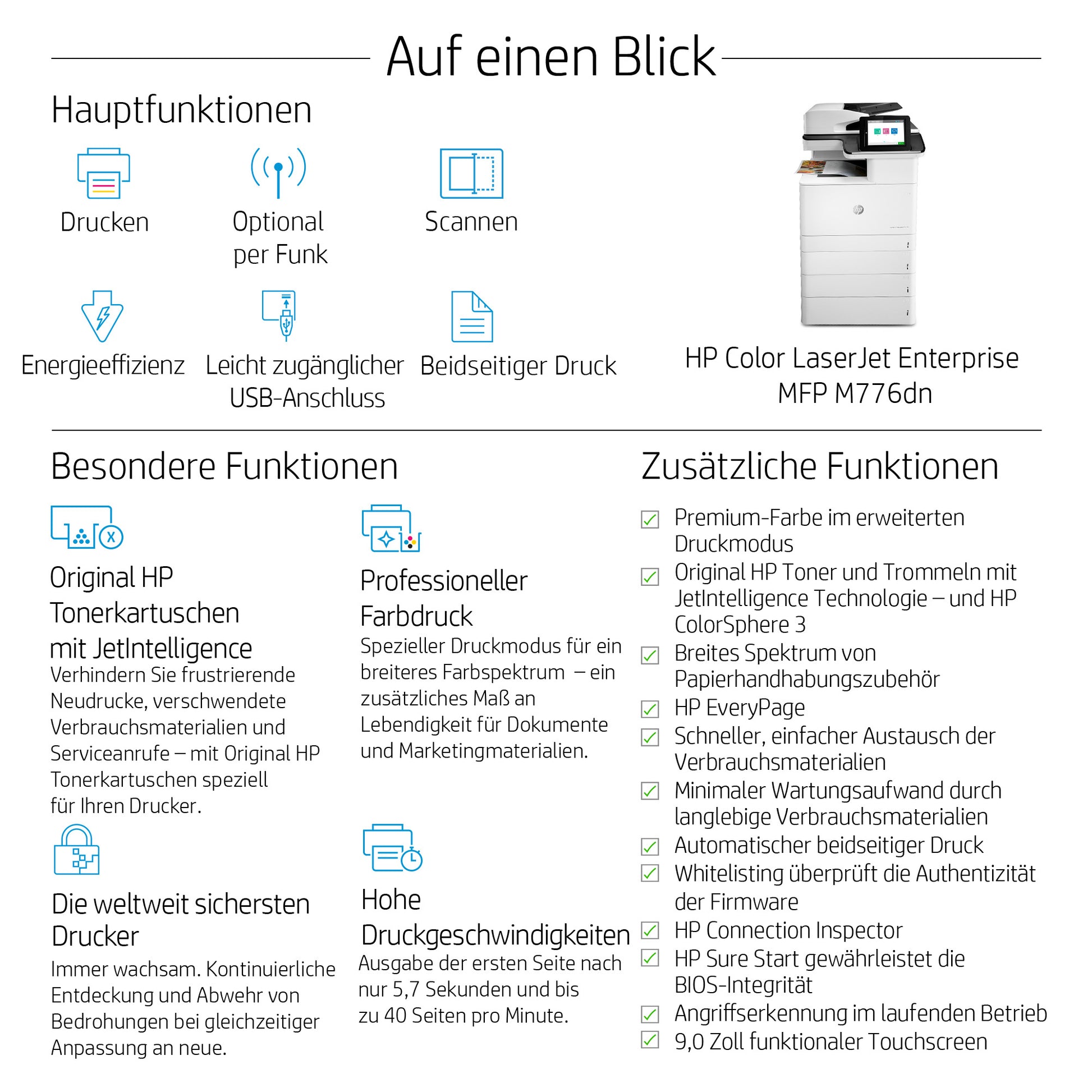 HP COLOR LASERJET ENT M776DN – Farbiges Laser-MFP
