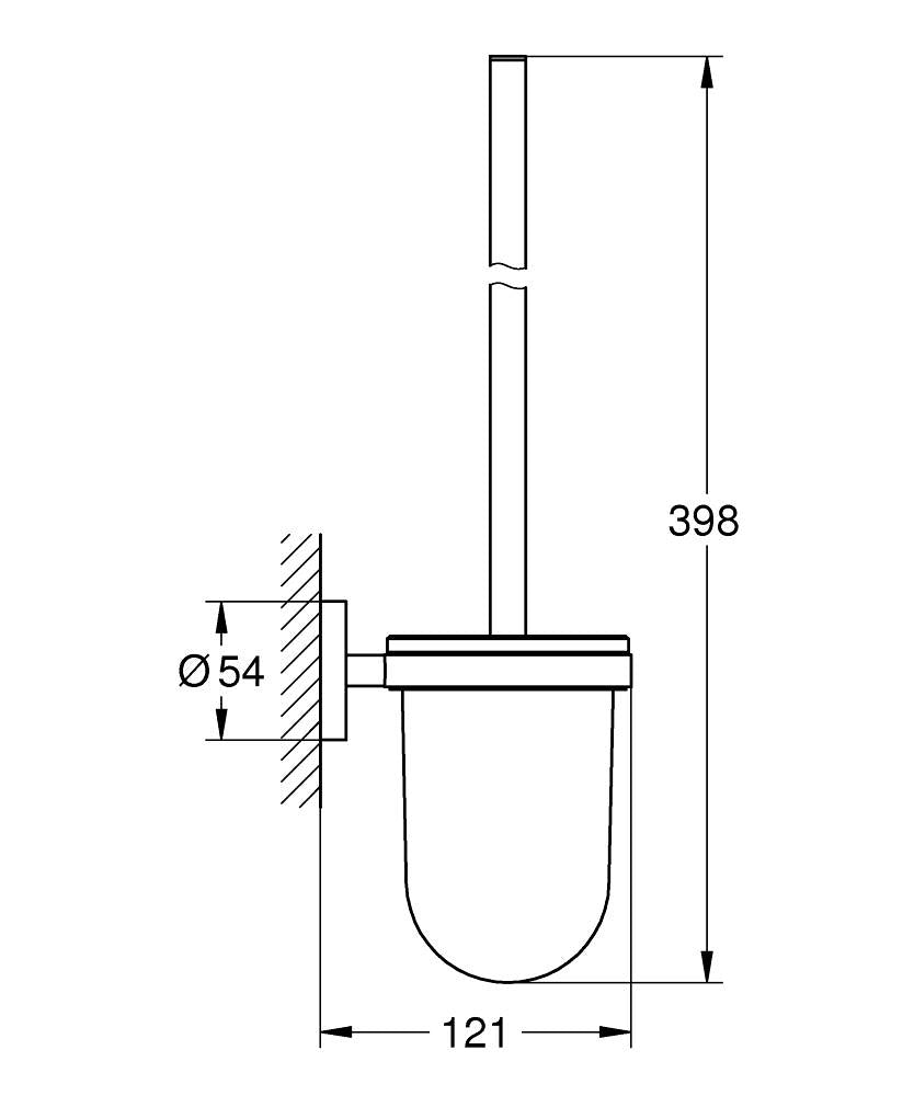 GROHE WC-Bürstenset – Metall, Glas, Chrom, Klebend, Zum Bohren