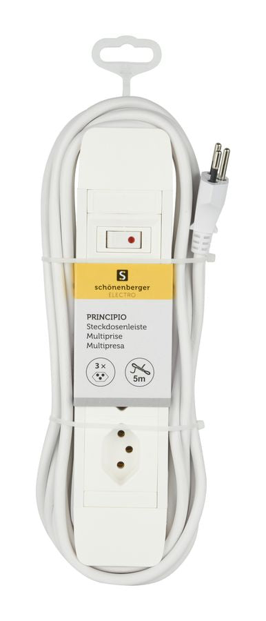 M. Schönenberger Schönenberger PRINCIPIO – Steckdosenleiste, 3× T13, mit Schalter, 5 m, Stecker T12, IP20