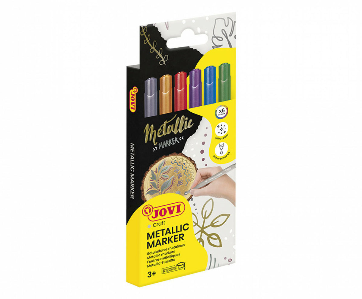 Jovi Kreativ-/Pigmentmarker – 6 Farben, 6er Set, feucht abwischbar – für viele Oberflächen