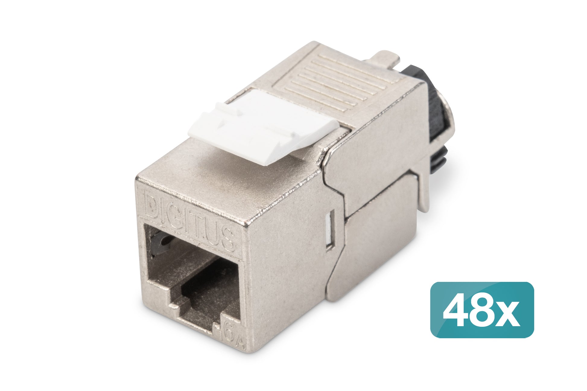 Digitus Keystone-Modul Cat6a, geschirmt – RJ-45, LSA, 10GBase-T, 500 MHz, werkzeugfrei, 48er-Pack, Silber