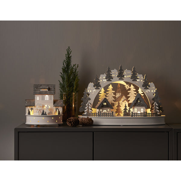 Star Trading Dekolicht – Ø 17,5 × 19 cm, 0,11 W, Warmweiss, Grau/Holz, Timer