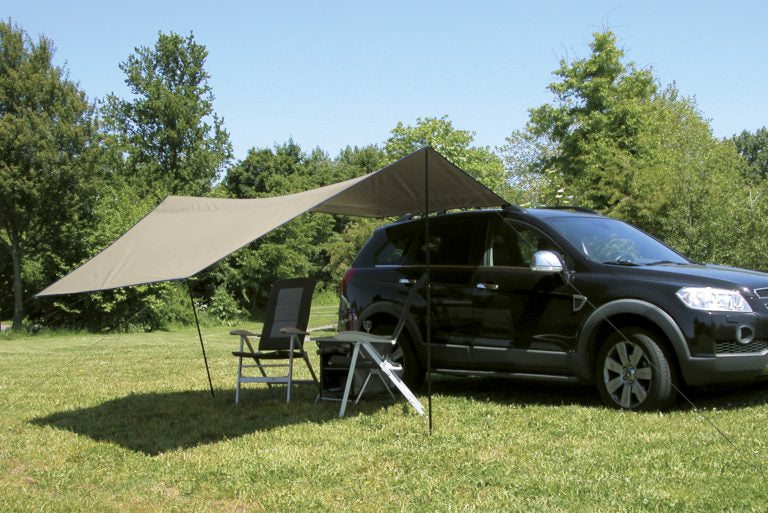 Eurotrail Tarp Carside – Fiberglas-/Stahlrahmen, einfache Installation – 360 × 350 cm – Beige