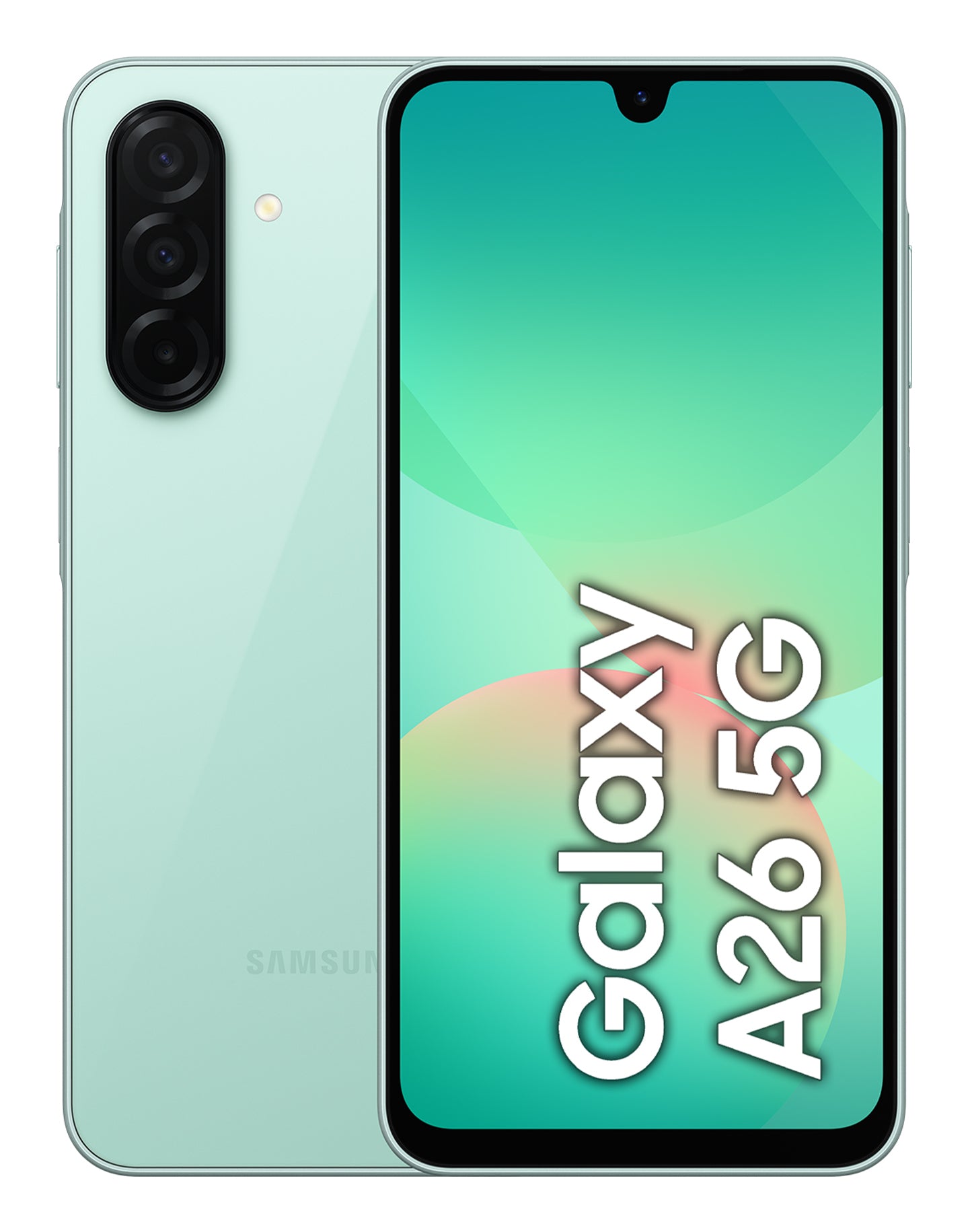 Samsung Galaxy A26 – mintfarbe, 6,7", 1080 × 2340, Android 15, 256 GB, 8 GB, Hybride Dual-SIM, 5G, IP67