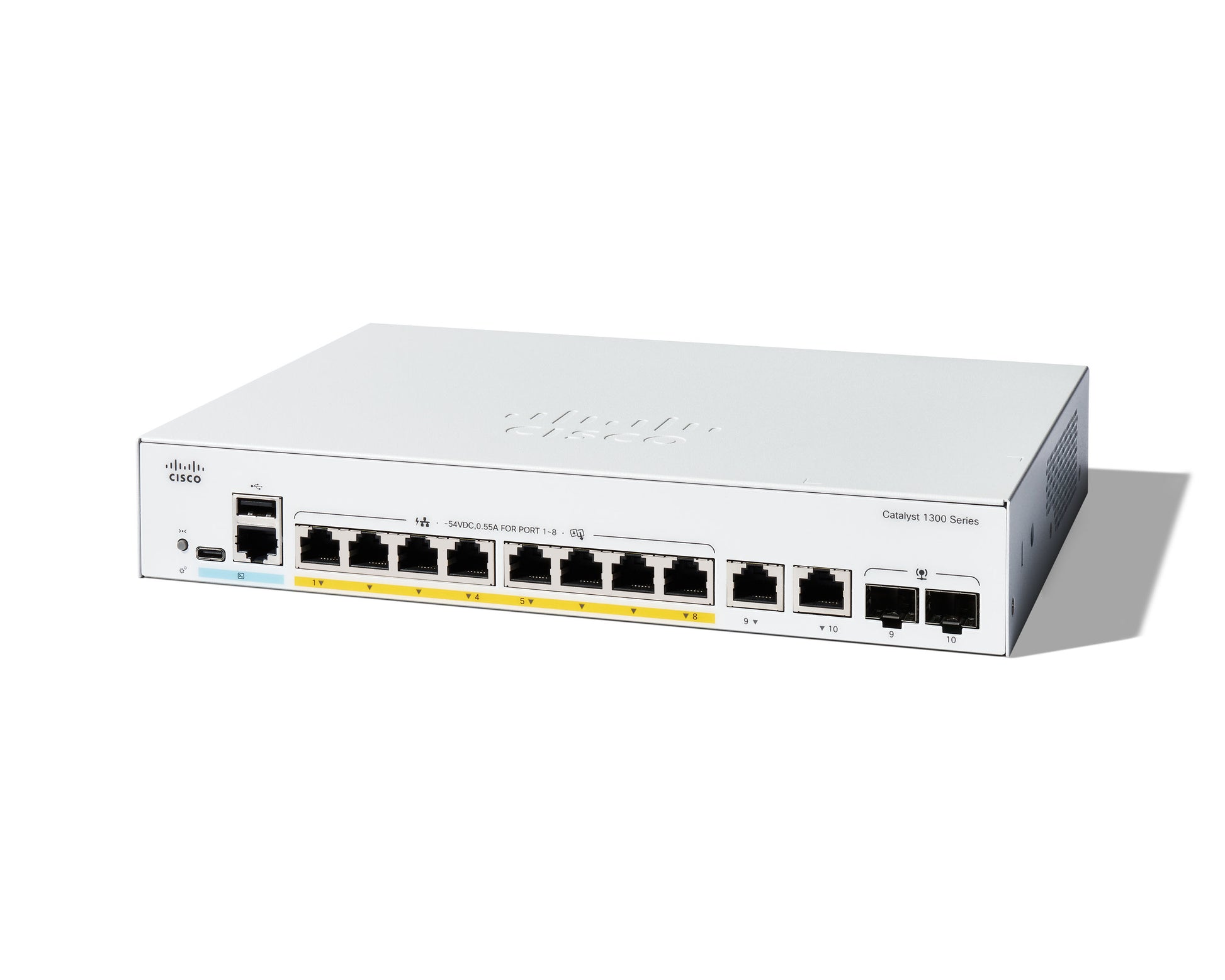 Cisco Catalyst 1300 – Managed Switch – 8×GbE, 2×SFP, L2, PoE+ 120 W, 19" Rack