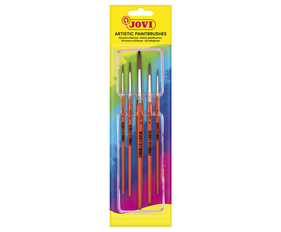 Jovi Pinsel-Set Naturhaar – Rundpinsel, Grössen 0/4/6/8/12, 5er-Set