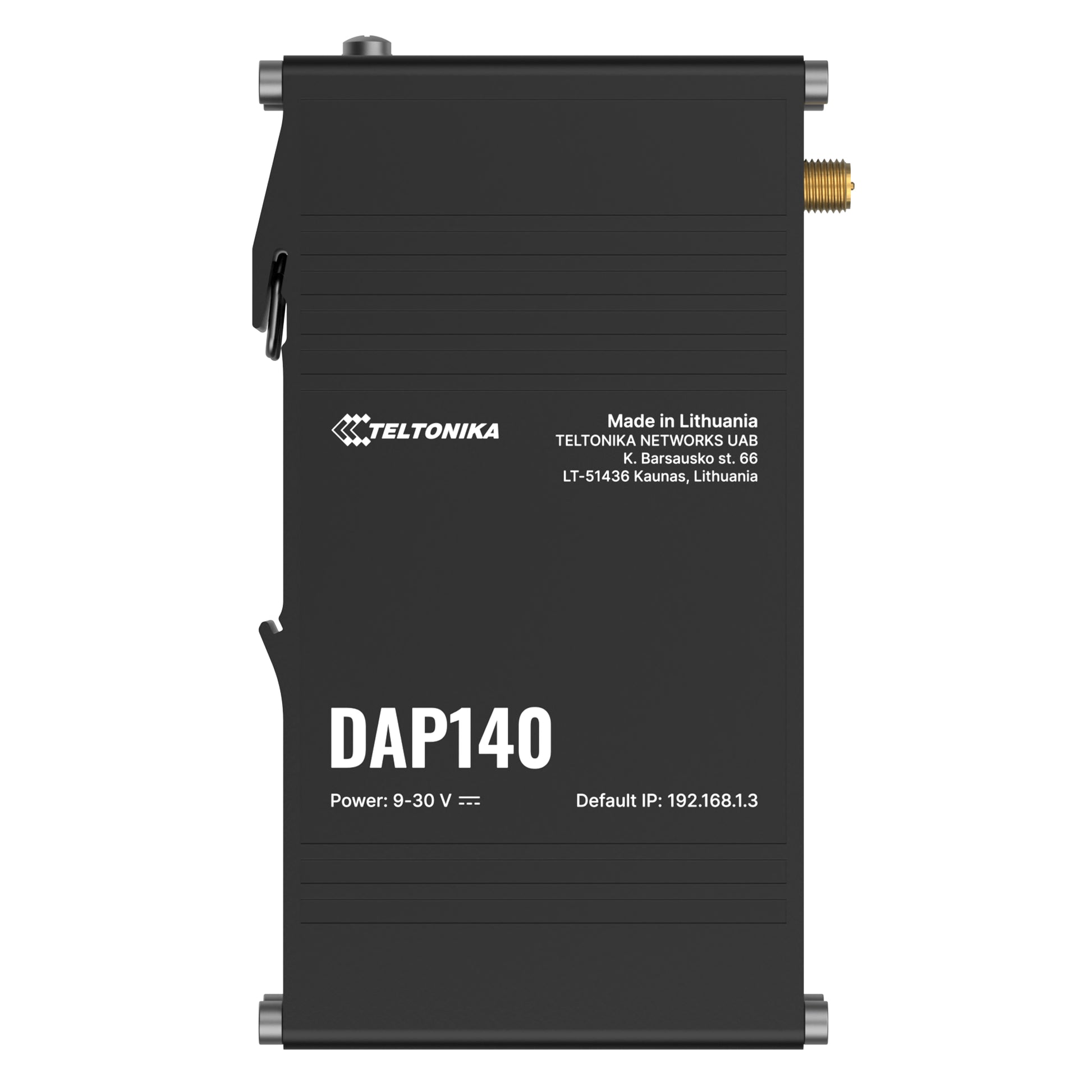 Teltonika DAP140 – Wi‑Fi 4 Access Point, 2,4 GHz, 300 Mbit/s, 1GbE, Passive PoE, Wandmontage, IP30, Schwarz